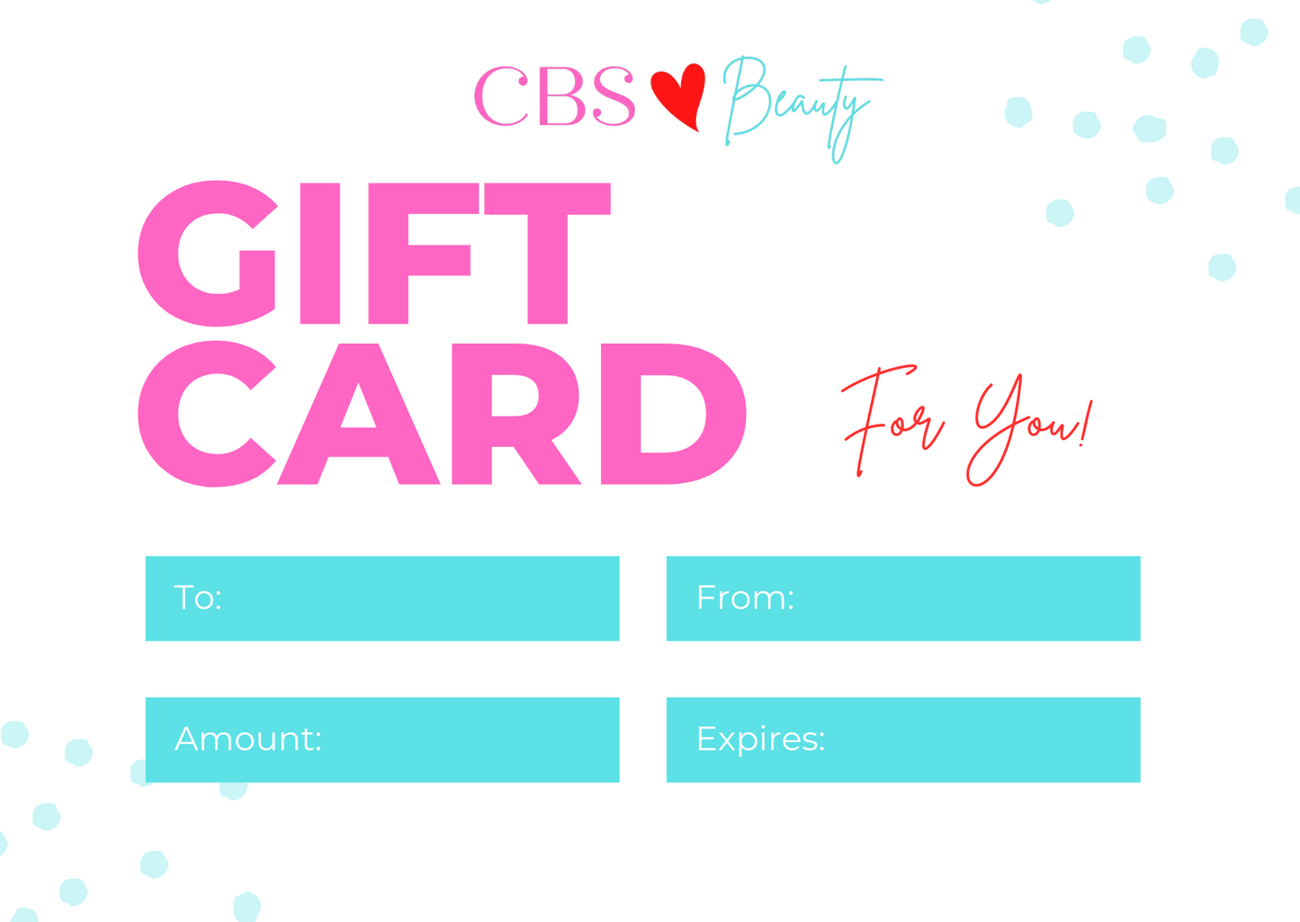 CBS BEAUTY SHOP GIFT CARD